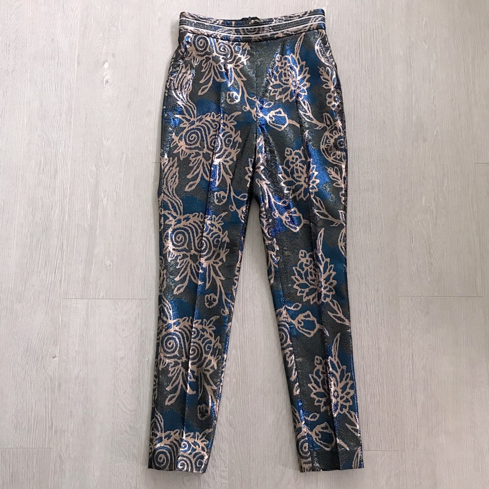 Peter Pilotto Metallic Floral Lurex & Jacquard Tapered Trousers